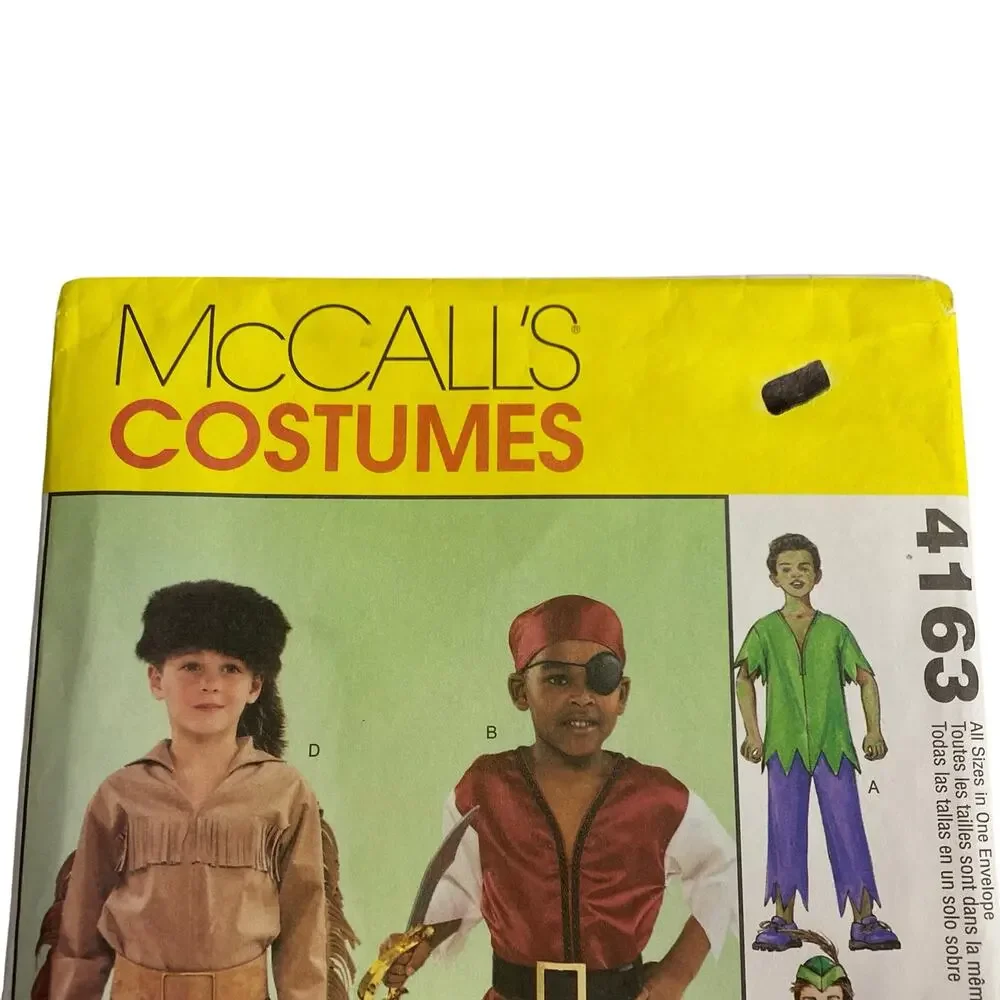 McCall's Pattern 4163Costume Frontier Pirate Robin Hood Unisex Sz 3 4 5 6 7 8 UC